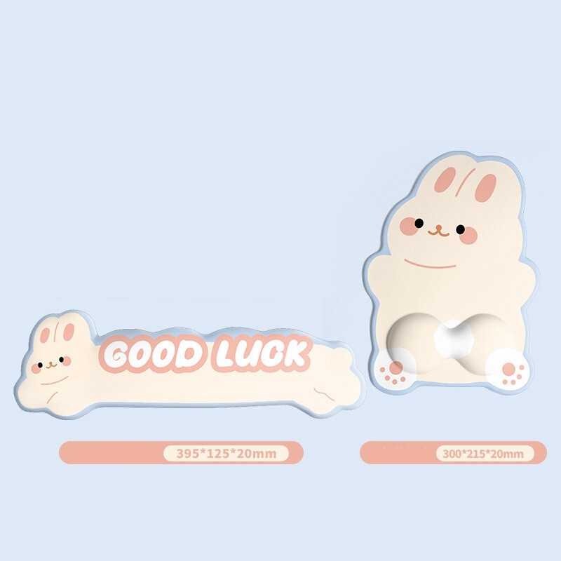 Bộ Miếng Lót Chuột Và Bàn Phím Hình Thỏ Trắng May Mắn