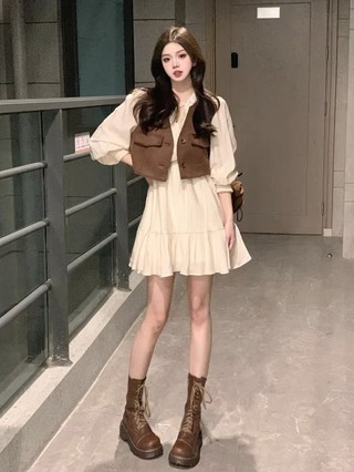 Váy Liền Mới Ngọt Ngào Mát Mẻ, Dịu Dàng, Phong Cách Pháp, Khí Chất Cao Cấp, Cổ Chữ V, 