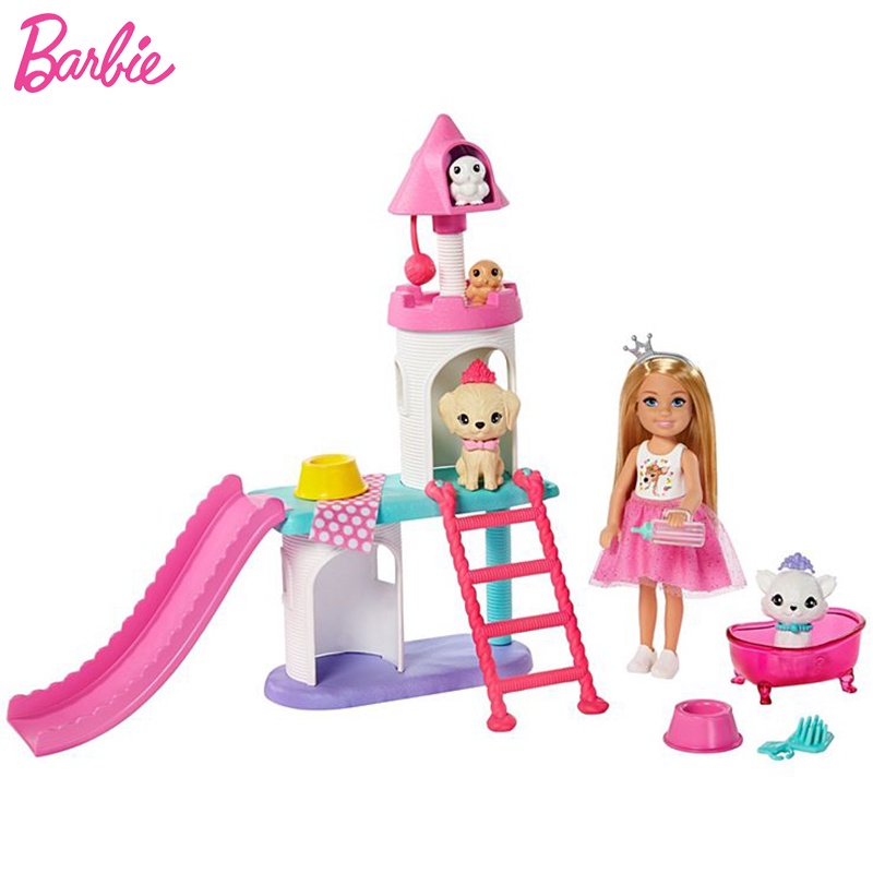Original Barbie makeup Dolls Chelsea Pet Castle Playset Toys for Girls Children Birthday Gifts Bonec