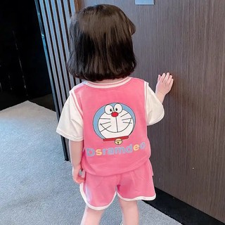 Bộ Đồ Thể Thao Áo Thun Tay Ngắn Thời Trang Mùa Hè Cho Bé Gái