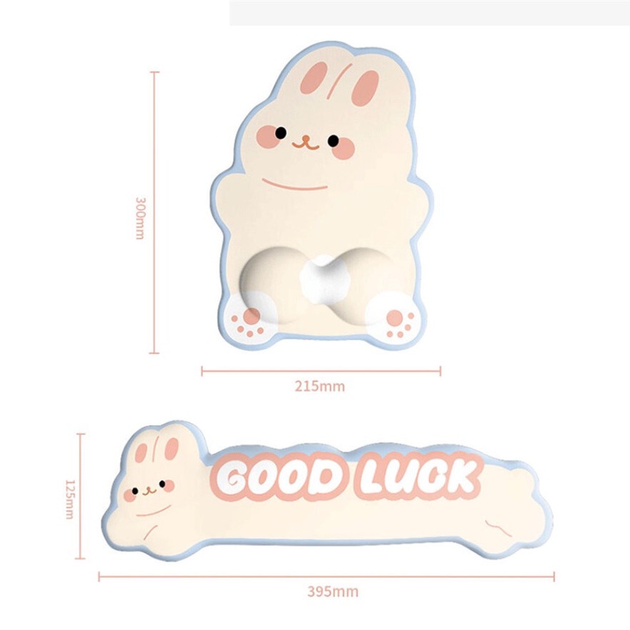 Bộ Miếng Lót Chuột Và Bàn Phím Hình Thỏ Trắng May Mắn