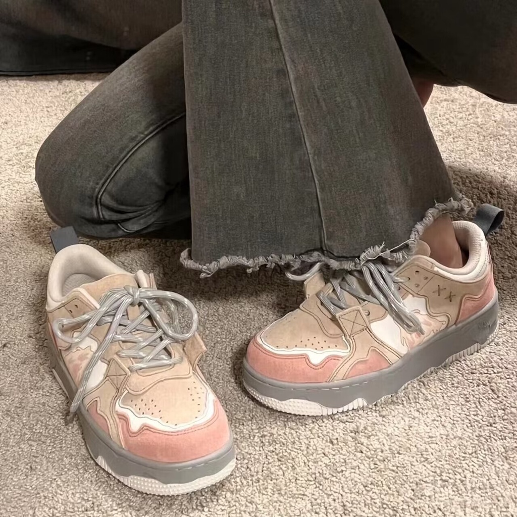 Giày Thể Thao Đế Dày Màu Khối Thời Trang Mùa Xuân 2023 Phong Cách Mới Cho Nữ