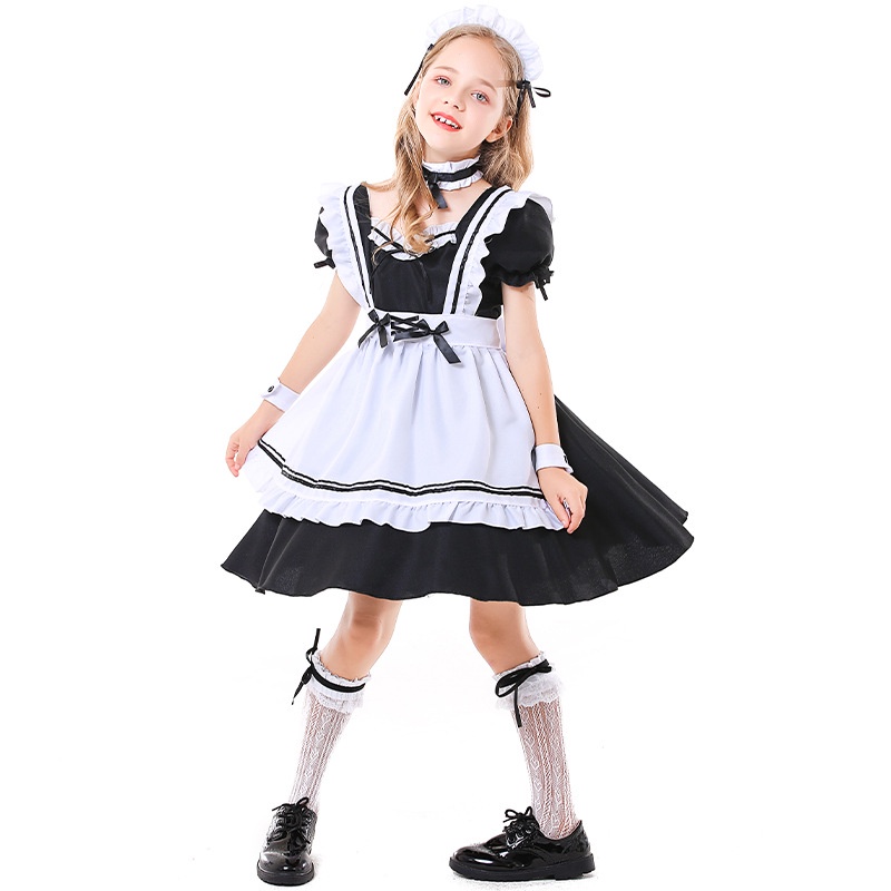 Trang Phục Hóa Trang Cô Hầu Gái Màu Trắng Đen Phong Cách lolita
