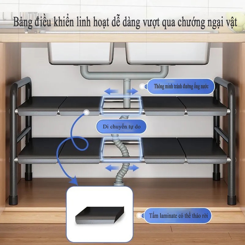 Kệ Gầm Bếp Để Xoong Nồi Chảo Dưới Gầm Bồn Rửa, Thép không gỉ Kệ Để Đồ Nhà Bếp