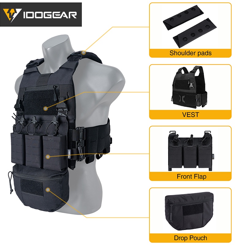 Idogear Bộ vest Chiến Thuật Có Túi Đựng Chống Rơi 3320