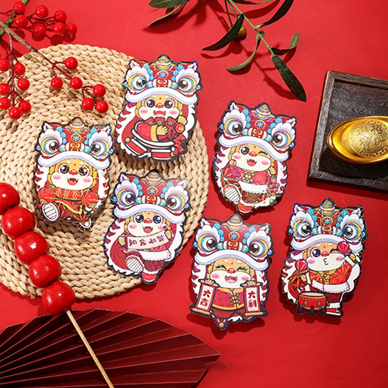 Set 6 Bao Lì Xì Hình Rồng Năm Mới 2024 cny Sáng Tạo Nhiều Màu Sắc angpao