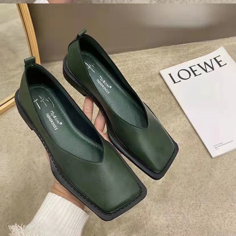 Giày Búp Bê Gót Thấp Mũi Vuông Phong Cách retro Pháp Thời Trang Xuân 2022 Cho Nữ