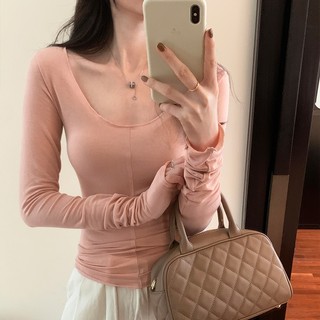 Áo thun cổ chữ u mỏng màu hồng 68609