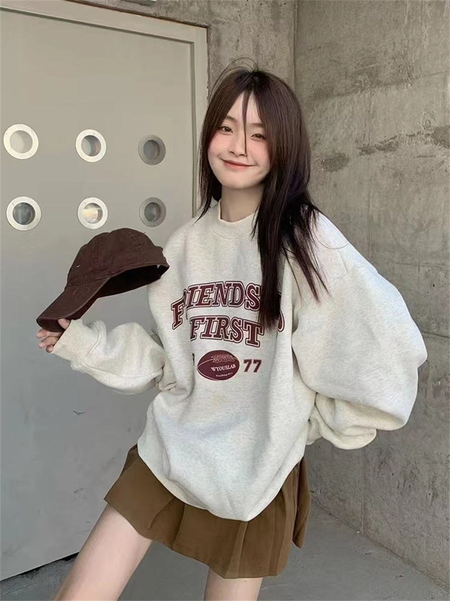 Áo Sweater Cổ Tròn Tay Dài In Chữ 67836 Cá Tính Cho Nữ