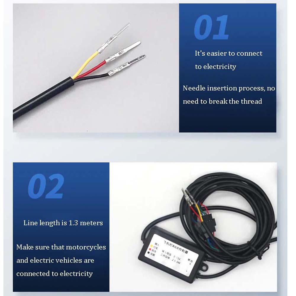 Đèn led rgb Có Dây Điều Khiển Từ Xa Chống Va Chạm An Toàn 7 Màu Sắc Dành Cho Xe Hơi Xe Máy scooter