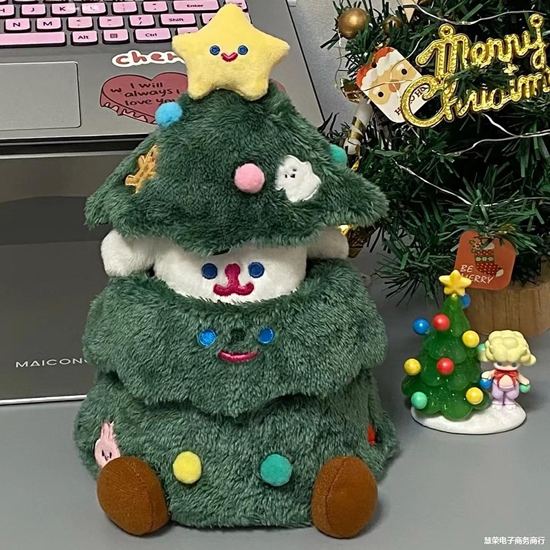 Thú Nhồi Bông Hình Chú Chó Giáng Sinh 2 Trong 1 30cm Mềm Mại Trang Trí Giáng Sinh