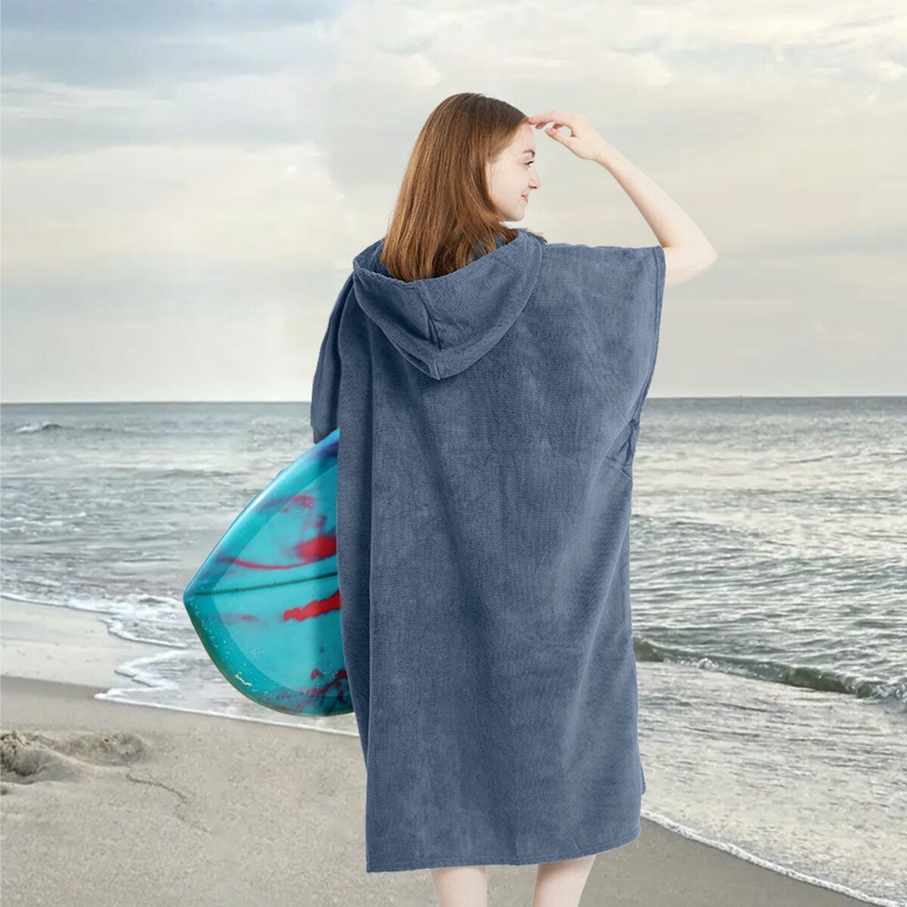 Khăn Tắm poncho Lướt Sóng Đi Biển Nhanh Khô Sợi Nhỏ Có Mũ Trùm Đầu Thay Đổi Màu poncho Đi Bơi Cho Người Lớn