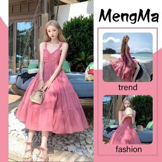 Váy Maxi Hồng Dài Mùa Hè Phù Hợp Đi Du Lịch Biển Dạo Phố Cao Cấp Cảm Giác Tinh Khiết Kỳ Nghỉ Ngọt Ngào 