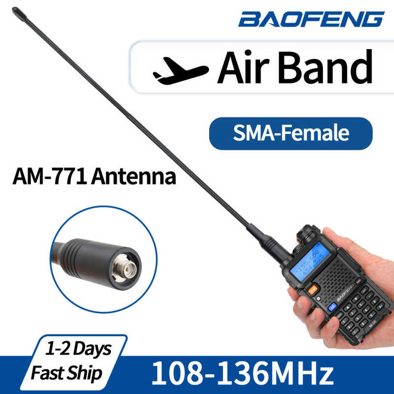 Am-771 Air Band SMA Nữ Antenna 108-136Mhz Cho Huangsheng Uvk5 Uvk6 Uv5r Gabiong Uvk5m 17 Pro GPS Liê