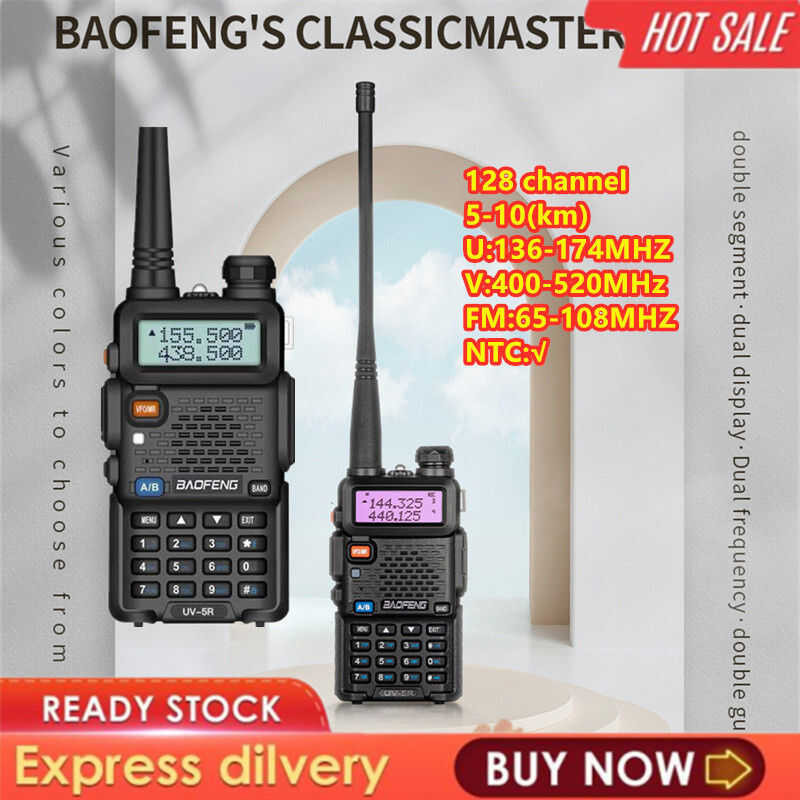 Baofeng Uv5r Walkie-Talkie Thương Hiệu Kép Vhj/Uhf 136-174Mhz Và 400-520Mhz, Baofeng Uv5r Vhf/Uhf Bă