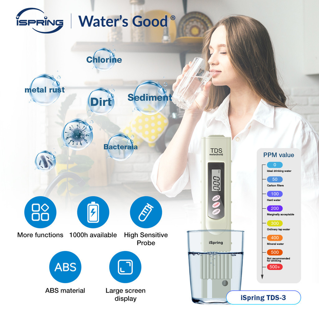ISpring TDS-3 PPM / TDS / Máy kiểm tra chất lượng nước nhiệt độ Công cụ kiểm tra chất lượng nước cho