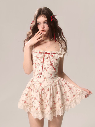 Hoa Hồng Hoa Pháp Đầm Ren Nữ Pettiskirt Mùa Hè Đẹp Sang Trọng Đầm Sling