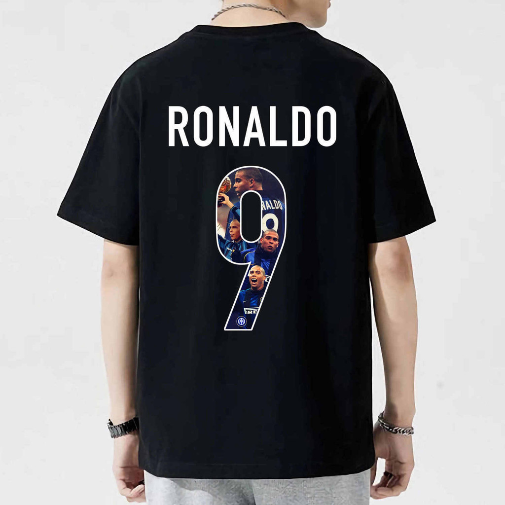 Inter Ronaldo R9 Ronaldo Jersey Bộ đồ tập bóng đá Áo thun Cotton dáng rộng tay ngắn