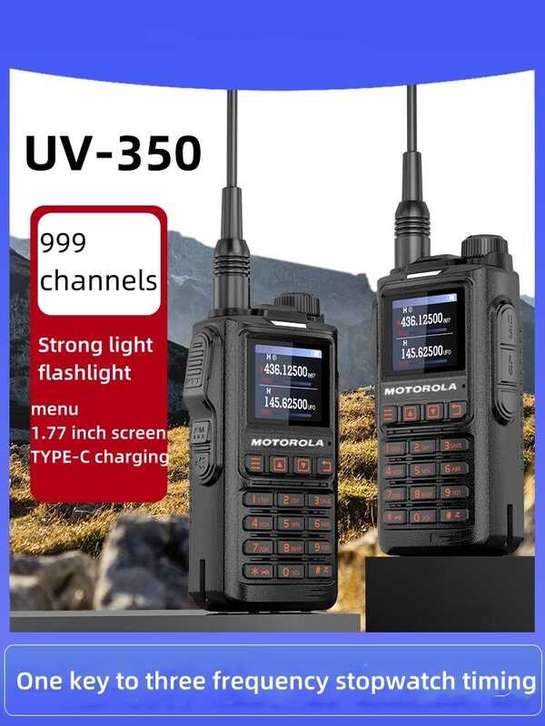 MOTOROLA Uv-350 Walkie Talkie Portable Two - Way Radio Cầm Tay Công Suất Cao UHF VHF Tần Số Bộ Thu P