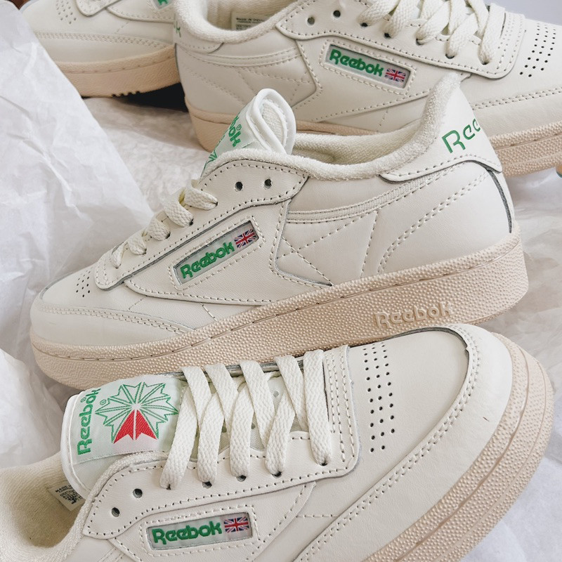 Giày Sneaker Reebok Club C 85 Vintage White Green Full Bill Box - Giày thể thao vân tay