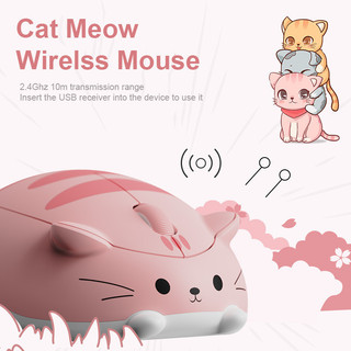 Elec Space 2.4g Không Dây Dễ Thương Chuột Mèo Meow Sáng Tạo Màu Hồng Hoạt Hình Mause Ergonomic Mini 3D Quang Chuột Cho PC Laptop Trẻ Em Quà Tặng