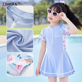 Ljmofa KIDS Đồ Bơi Cho Bé Gái 3-10Y Mới Một Mảnh Đồ Bơi Phong Cách Hoa Hoạt Hình Cổ Tròn Váy Bơi Thể Thao