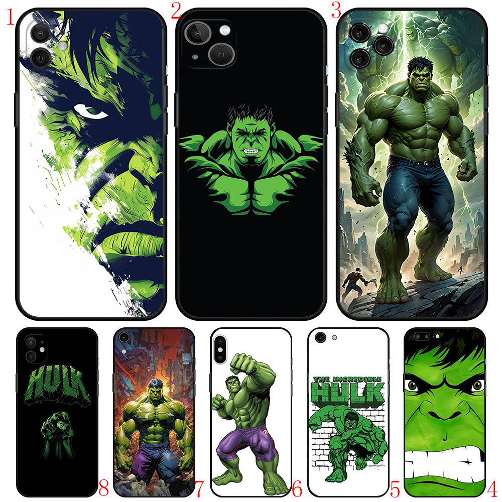 Ốp điện thoại màu đen mềm cho iPhone 11 12 13 Pro Max XR 12 13 Mini L3 Anime Hulk