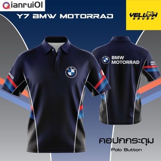 Y7 Áo thun BMW Racing tay ngắn cổ tròn dài tay in nút Polol-q8839