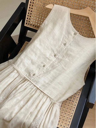 Nhật Bản Mori Nữ Không Tay Vải Lanh Cotton Nữ Mùa Hè Tính Khí Phong Cách Văn Học Ren-Up Hẹp Mỏng Hơn Nhìn Vải Lanh Vest Dài