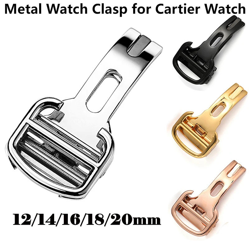 12 14mm 16mm 18mm 20mm Kim Loại Đồng Hồ Khóa Cho Cartier Đồng Hồ Bóng Xanh Đồng Hồ Bướm Gấp Khóa Thé