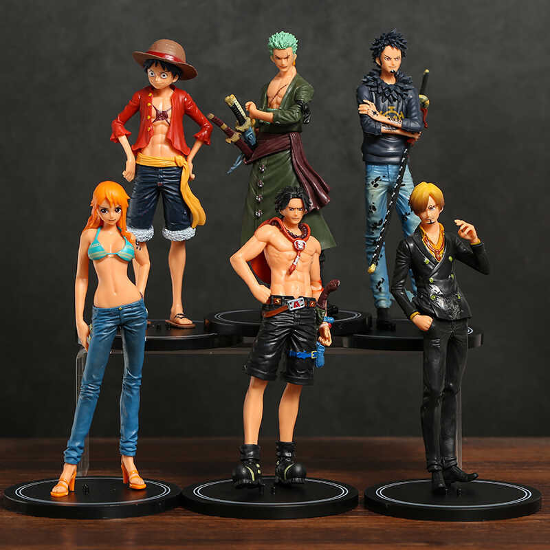 6 Cái / bộ One Piece Luffy Nami Ace Sanji Zoro Law Collection Hình PVC Mô Hình Tượng