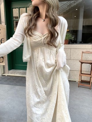 Phong Cách Mới Chống Nắng Đan Cardigan Hàng Đầu Cho Phụ Nữ Pháp Pure Lust Trowel Sling Maxi Váy Khí Chất Hai Mảnh