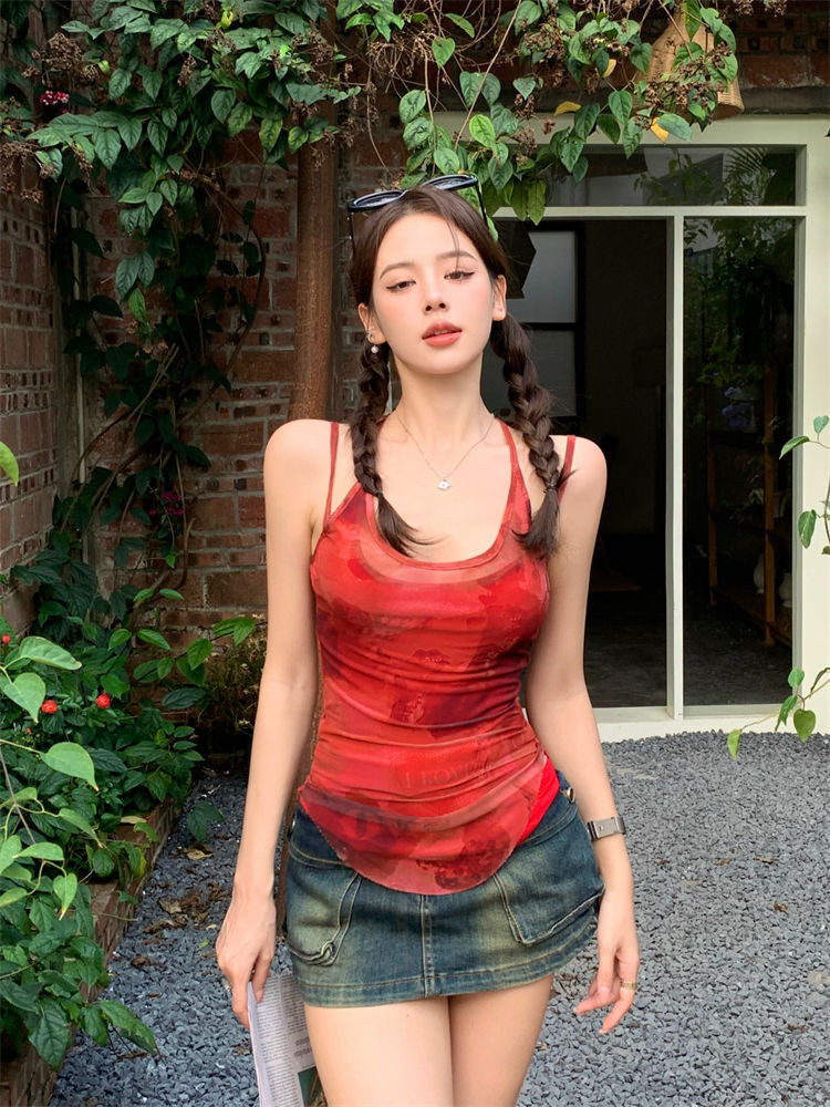 2024 Phong Cách Mới Giả Hai Mảnh Dây Gạc Áo Không Tay Co Giãn Sling Top qz4ff0ab | BigBuy360 - bigbuy360.vn