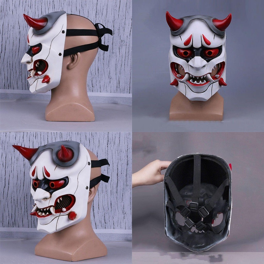 Halloween Quỷ Samurai Hannya Mặt nạ kinh dị Cosplay Mũ