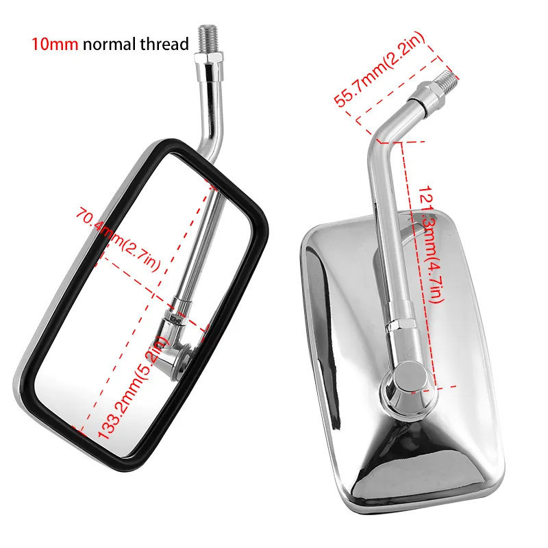 Cặp Gương Chiếu Hậu Xe Máy Hình Chữ Nhật Đa Năng 10 Mm Chrome retrovisor Gương moto Dành Cho Xe Honda Motorbi Scooter