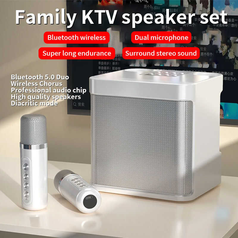Loa Bluetooth Với Mic Không Dây Bluetooth Microphone Kép Loa Karaoke 3D Stereo Amplifier Party