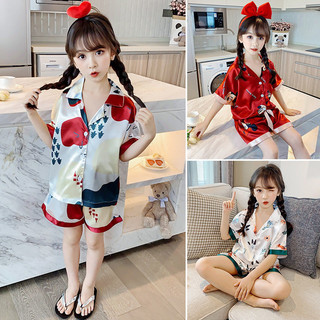 Bộ đồ ngủ trẻ em Bộ đồ ngắn tay mỏng mùa hè cho bé gái