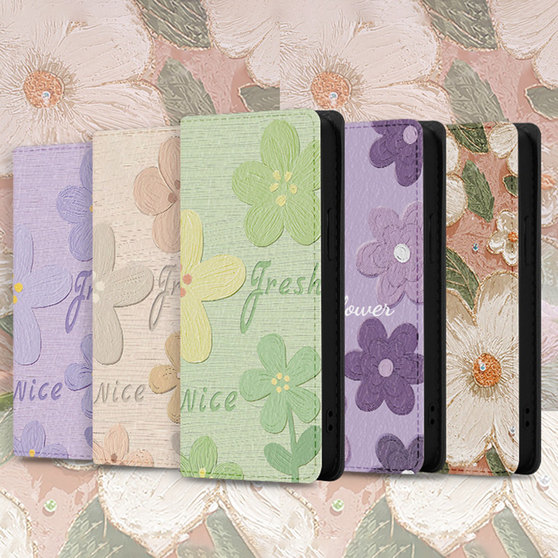 Ốp Điện Thoại Tranh Sơn Dầu Thích Hợp Cho iPhone 15 Plus 14 Pro max Thẻ Da Hoa i14 i15 Apple