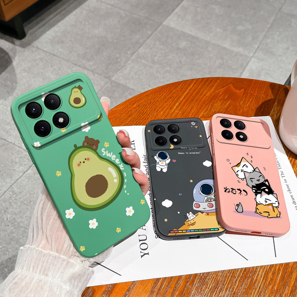 Dành Cho Xiaomi Redmi K70E K70 Pro E Ốp lưng Họa Tiết Mèo Thời Trang Vuông Bảo Vệ Silicon Mềm Ốp Lưn