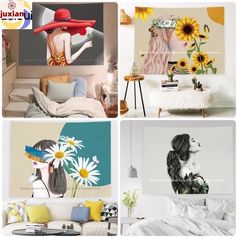 [Juxian] Bức ảnh cô gái phổ biến nhất để trang trí phòng với vải dán tường / thảm sơn phun biển Hcm 