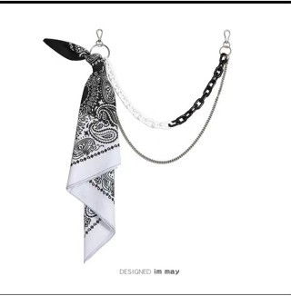 Cao Đường Phố Quần Dây Xích Phụ Kiện ins Hip Hop Mặt Dây Chuyền Acrylic Nhựa Quần Dây Xích Vuông Khăn Nam Nữ Huỳnh Quang Treo Dây Xích Thắt Lưng