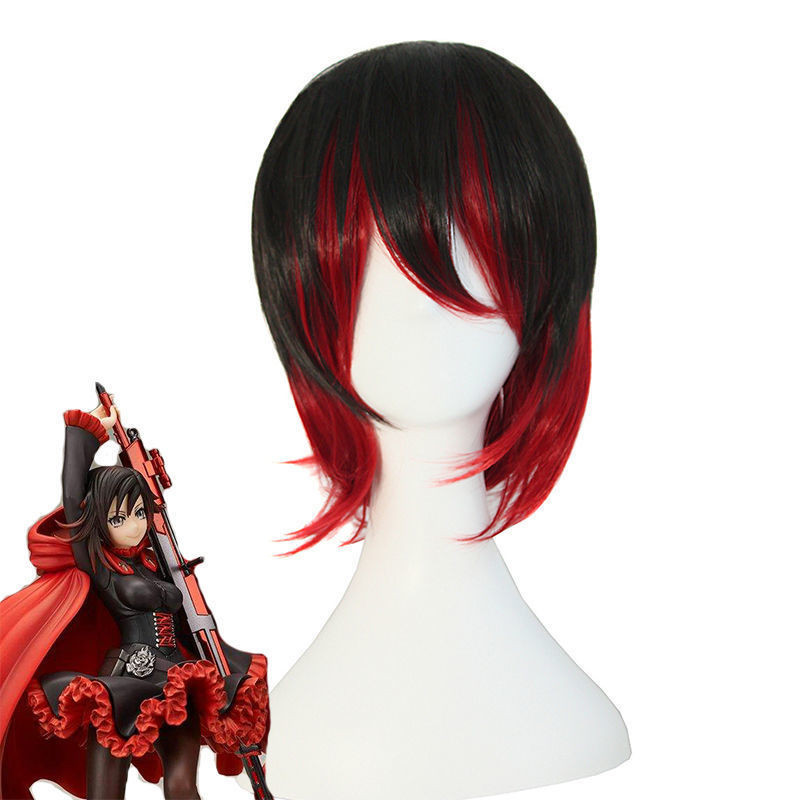 [Wig Cosplay] Wig màu đen đỏ gradient, phù hợp nhân vật Ruby Rose trong anime RWBY