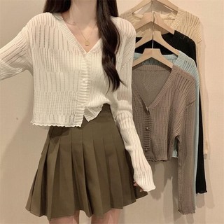 Mùa Hè Mới Áo Dệt Kim Cardigan Nữ Thiết Kế Mỏng Cảm Giác Áo Khoác Ngắn Đủ Màu