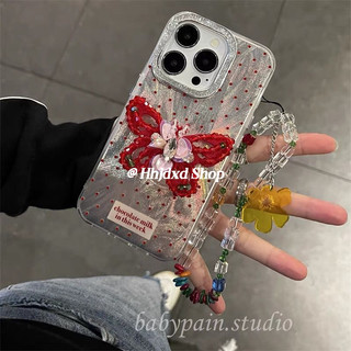Sách Nhỏ Đỏ Cùng Phong Cách Retro Chấm Bi Đỏ Thích Hợp Cho 15promax Vỏ Điện Thoại Apple 14 Bướm Kim Cương Giả