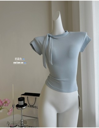70591 Phối Ren Áo Thun Nữ Tay Dài Sang Trọng Ngọt Ngào Top