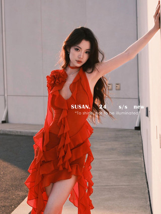 Retro Phong Cách Mới Mùa Hè Dây Thắt Lưng Váy Ngắn Nữ