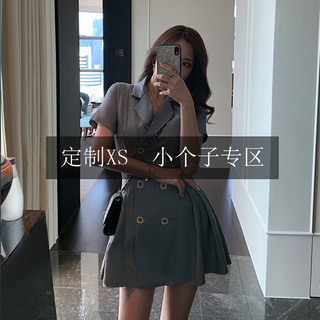 Váy Nữ Thần Mùa Hè Phạm Thu Eo Lộ Vẻ Gầy Hai Hàng Khuy Áo Trăm Nếp Gấp Ngắn Tay Âu Phục Nữ