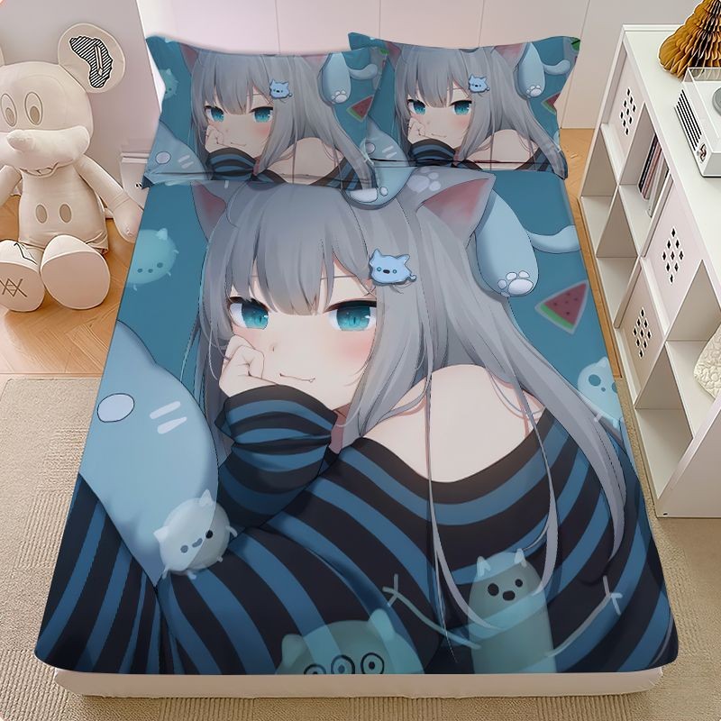 Cat Yu Shizukui Animation 2d Bed Cover Nệm Nệm Bed Bed Bed Tấm che phủ bụi bọc toàn bộ Giường có th