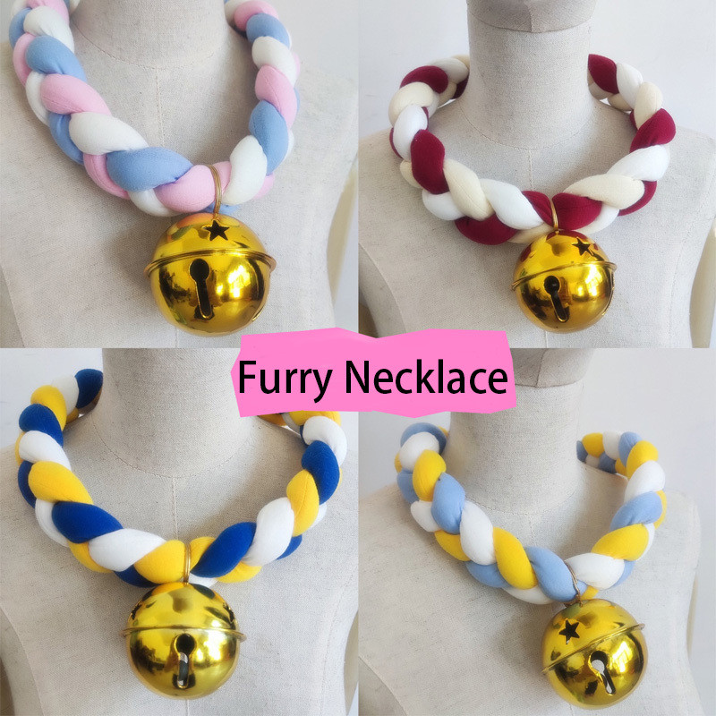 Vòng cổ bện choker furry cho fursuit, phù hợp tiệc Halloween và cosplay động vật