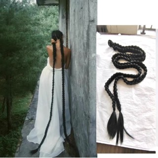  Kéo dài Đậm Xoắn Bím Tóc Giả Đuôi Ngựa Bím Tóc Giả Lớn Buộc Dây Phong Cách Người Ảnh Hưởng Chụp Ảnh Mô Phỏng Cao Tóc Giả 